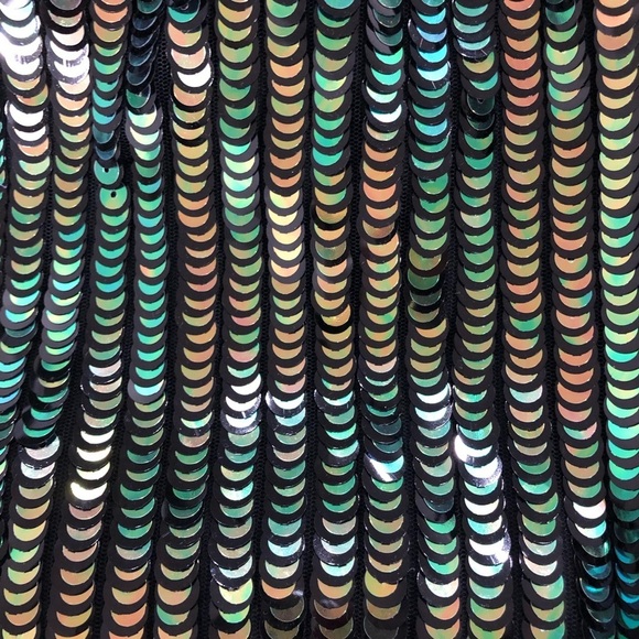 🎄Glamorous mini  sequinned skirt green/black SZ L mermaid style - Picture 15 of 15